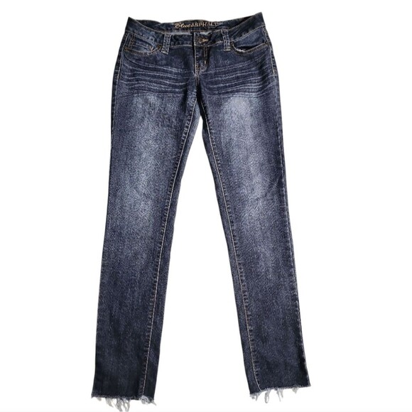 Blue Asphalt Straight Leg - Sz 7 Juniors – Low Rise Dark Wash Streetwear School - Picture 1 of 7